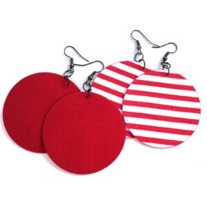Egyszínű piros és piros-fehér tengerész csíkos Maxi textilékszer – 2 pár